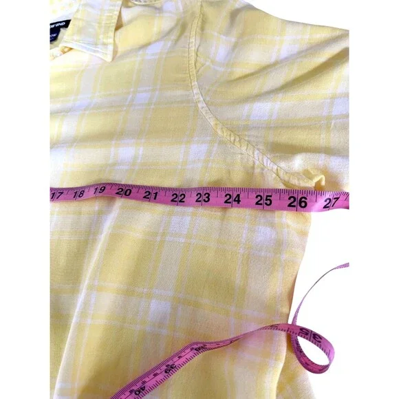Lands End Cotton Gauze Shirt Yellow Plaid Gingham Lightweight Coastal 22W - Picture 9 of 13